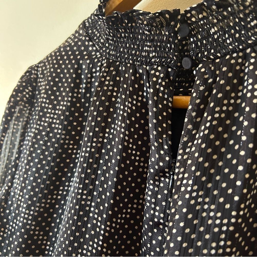J. Crew S Black White Polka Dot Sheer Dress Preppy Romantic Retro Classy Evening - Picture 4 of 8